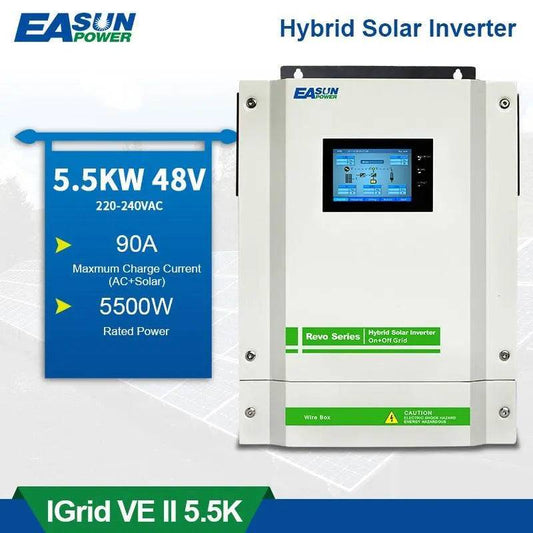 Hybrid Solar Inverter 5500W 90A MPPT Charger 220V 48V Grid Tied Touch Screen Inverter With CT Sensor 5.5KW 450Vdc - 54Grid - Renewable Energy Store