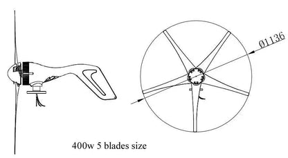 Wind Power Generation 400W For Home Use CE/ROSH/ISO9001 Approval - 54Grid - Renewable Energy Store
