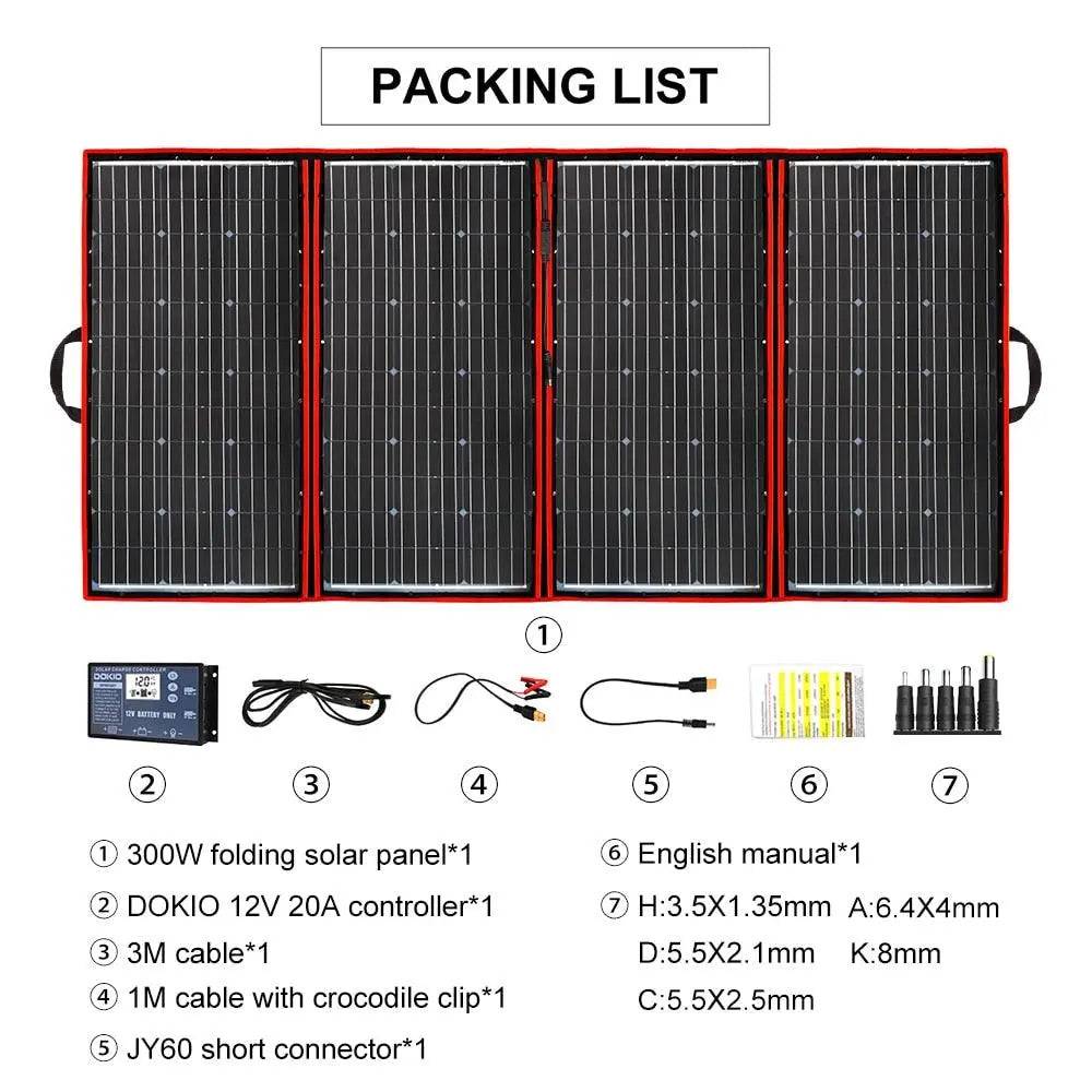 Solar Panel Flexible 300 W Monocrystalline 12V/18V High Efficience Foldable Portable Powerbank for Camping Boat/Car - 54Grid - Renewable Energy Store