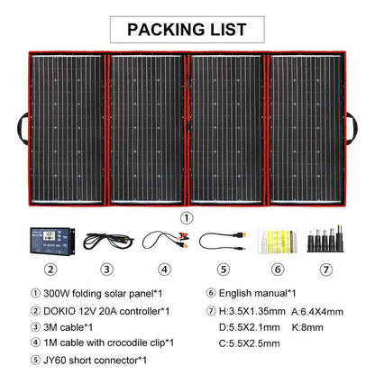 Solar Panel Flexible 300 W Monocrystalline 12V/18V High Efficience Foldable Portable Powerbank for Camping Boat/Car - 54Grid - Renewable Energy Store