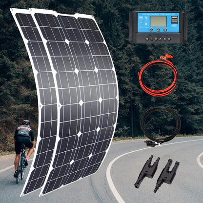 100w 200w 300w 400w Flexible Solar Panel High Efficiency 23% PWM Controller for RV/Boat/Car/Home 12V/24V Battery Charger - 54Grid - Renewable Energy Store