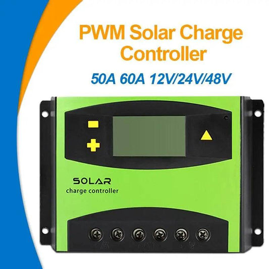 Solar Charge Regulators 50A 60A PWM Solar PV Charger Controller  12V 24V  Dual USB  Battery Automatic Identification LCD Display - 54Grid - Renewable Energy Store