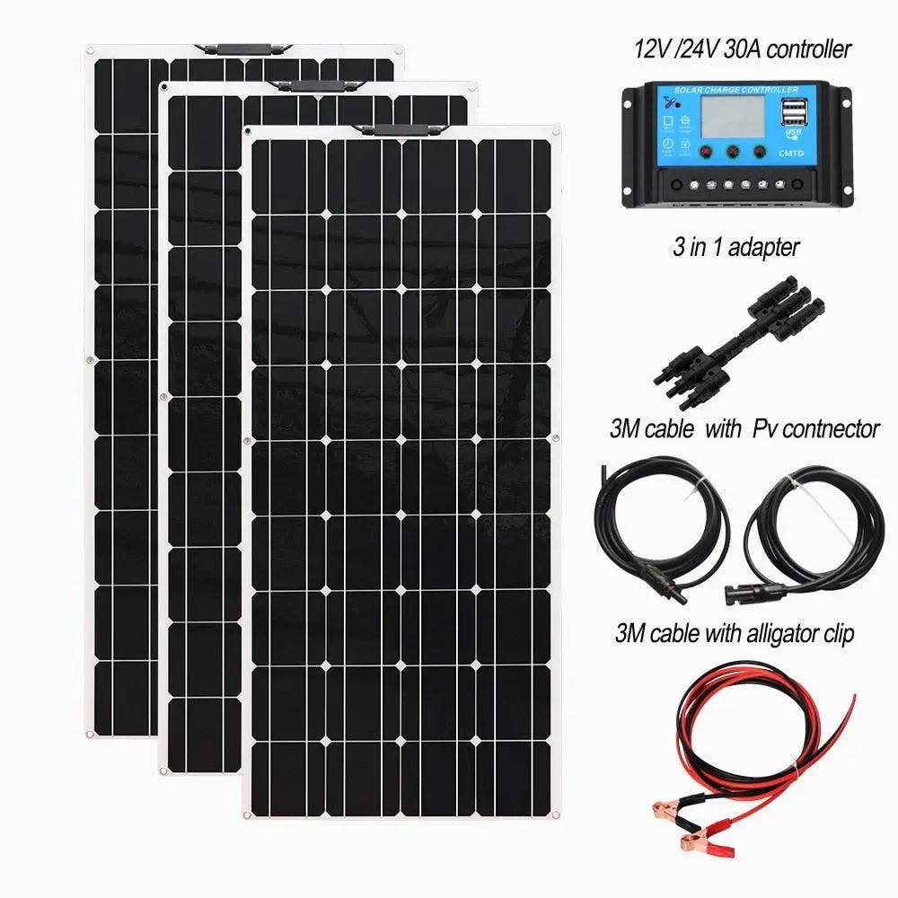 Solar Panel kit flexible Module 120/240/360/480/600/720 W photovoltaic 12V 18V 24V  Motorhome  Charger - 54Grid - Renewable Energy Store