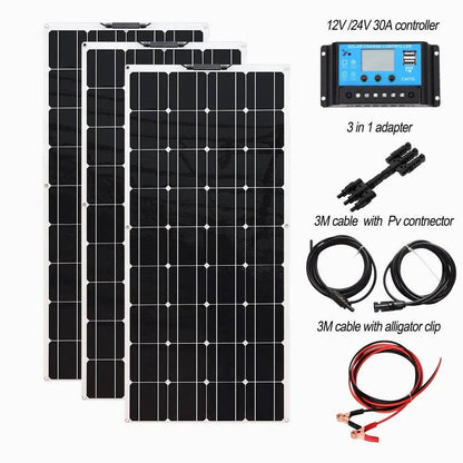 Solar Panel kit flexible Module 120/240/360/480/600/720 W photovoltaic 12V 18V 24V  Motorhome  Charger - 54Grid - Renewable Energy Store
