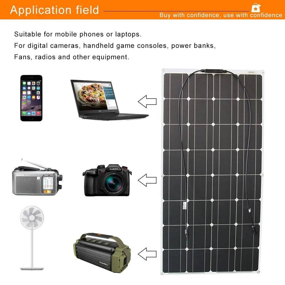 Home Solar Panel  Flexible Diy China 1000w 300w 200w Battery System 12v High Efficiency Solar Power Cell Charger - 54Grid - Renewable Energy Store