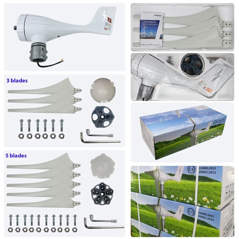 Wind Turbine High Efficient 600W Generator 12V 24V Home Small Windmill LED Indicate Light Free MPPT Charge Controller - 54Grid - Renewable Energy Store