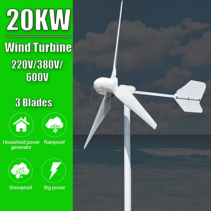 Wind Turbine Energy Windmill 20KW Horizontal Generator Low RPM 220V 380V 600V Farm Home Boat Use - 54Grid - Renewable Energy Store