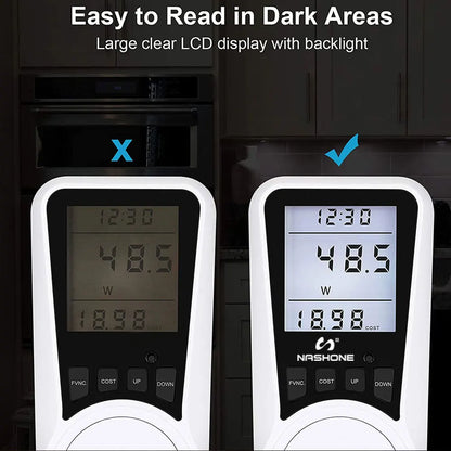 Digital Wattmeter 220V 110V AC Power Meter Electricy consumption Energy Meter EU Plug Power Kilowatt Wattage Electricity Meter 54Grid - Renewable Energy Store