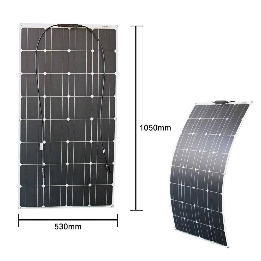 Solar Panel Black Monocrystalline Cell ETFE PET 300w 200w 100w Flexible 12V 24V Battery Charger 1000w Home Complete System Kit - 54Grid - Renewable Energy Store