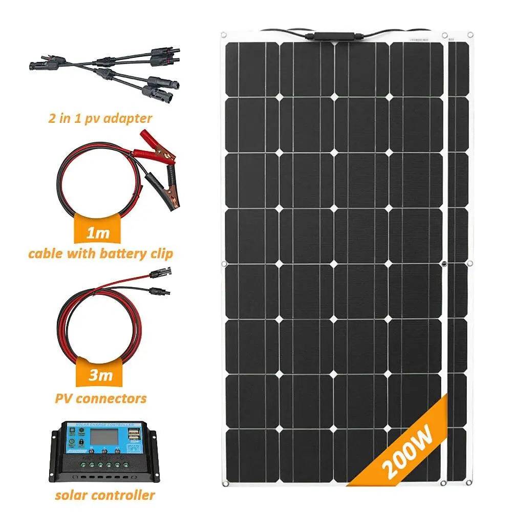 Home Solar Panel  Flexible Diy China 1000w 300w 200w Battery System 12v High Efficiency Solar Power Cell Charger - 54Grid - Renewable Energy Store