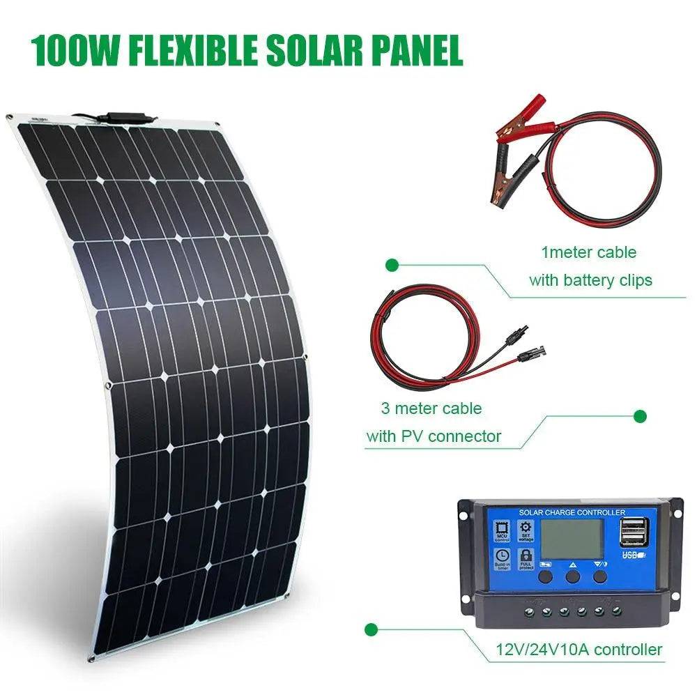 Photovoltaic Solar Panel Kit 100W 300W 500W Portable Flexible Battery Generator Charger - 54Grid - Renewable Energy Store