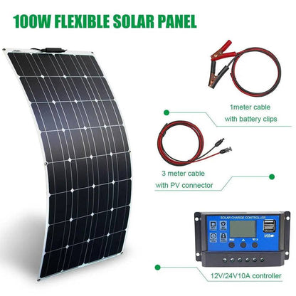 Photovoltaic Solar Panel Kit 100W 300W 500W Portable Flexible Battery Generator Charger - 54Grid - Renewable Energy Store