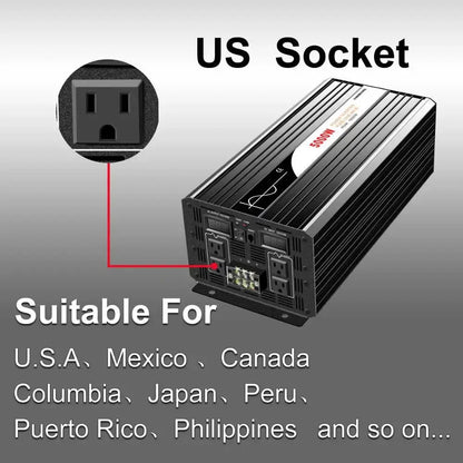 5000W (remote control) pure sine wave solar power inverter DC 12V 24V 48V to AC 110V  220V digital display - 54Grid - Renewable Energy Store