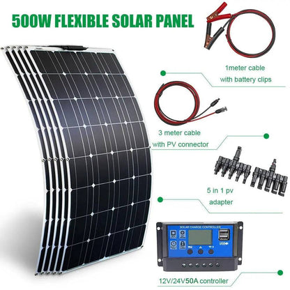 Solar Panel Solar Energy Systems Portable 500/300/200 W Power Flexible  12/24 V Complete Charger Kit  Home - 54Grid - Renewable Energy Store