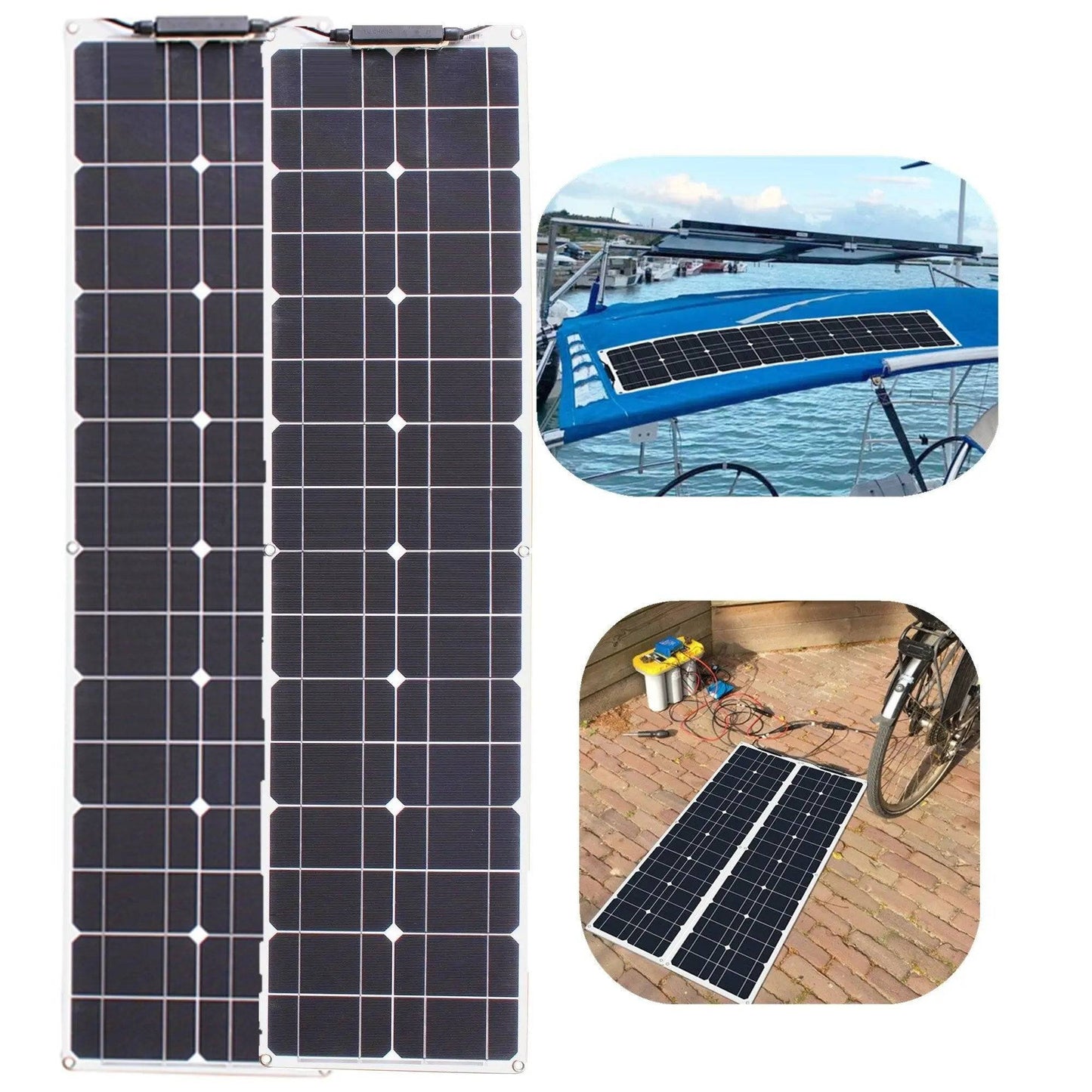 Solar Power Panel Kit 100 watt 50w 16v 12v Strip Shape Monocrystalline Cell Flexible - 54Grid - Renewable Energy Store