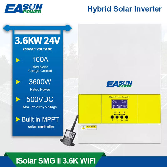 Wind turbine Solar Inverter 3600W  MPPT 100A  Solar Charger 220V Pure Sine Wave Off Grid Inverter PV 4000W 500VDC Input No Battery - 54Grid - Renewable Energy Store