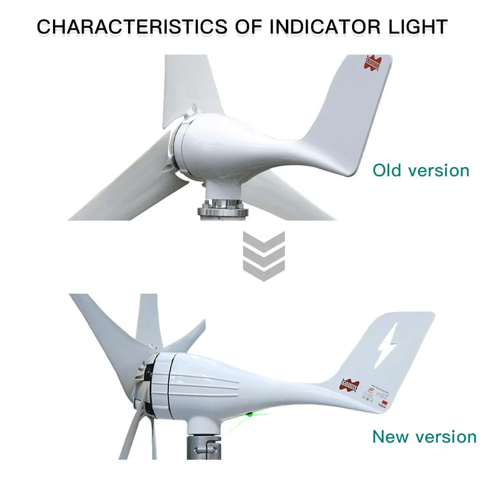 Wind Turbine High Efficient 600W Generator 12V 24V Home Small Windmill LED Indicate Light Free MPPT Charge Controller 54Grid - Renewable Energy Store