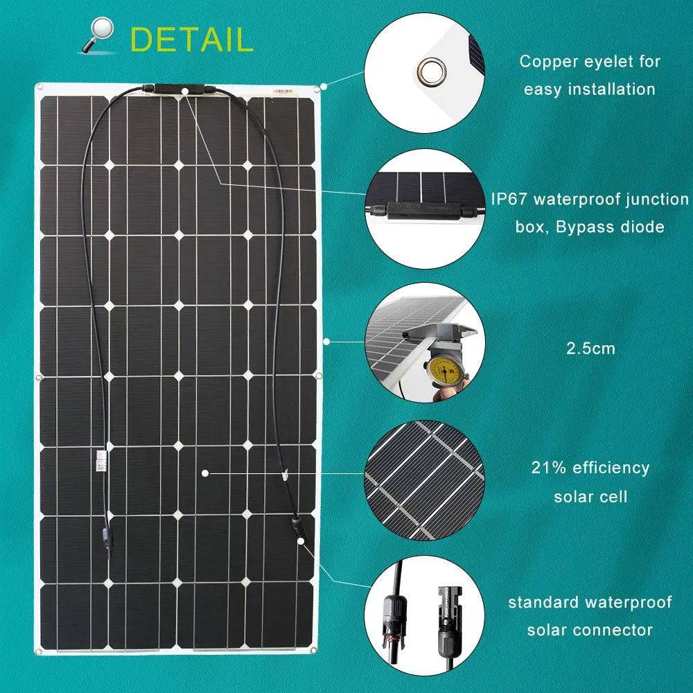 Solar Panel Solar Energy Systems Portable 500/300/200 W Power Flexible  12/24 V Complete Charger Kit  Home - 54Grid - Renewable Energy Store