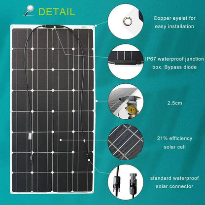 Solar Panel Solar Energy Systems Portable 500/300/200 W Power Flexible  12/24 V Complete Charger Kit  Home - 54Grid - Renewable Energy Store