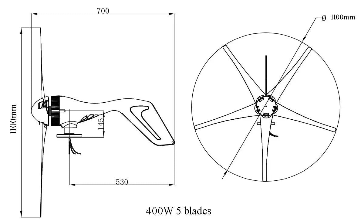 Power Energy Wind Turbine 400W  Wind Blade for Accessories 600mm/650mm White Color Nylon Fber Blade - 54Grid - Renewable Energy Store