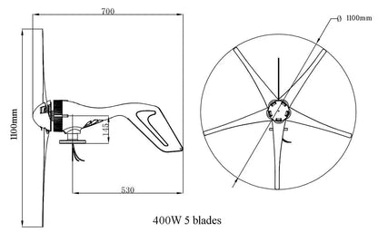 Power Energy Wind Turbine 400W  Wind Blade for Accessories 600mm/650mm White Color Nylon Fber Blade - 54Grid - Renewable Energy Store
