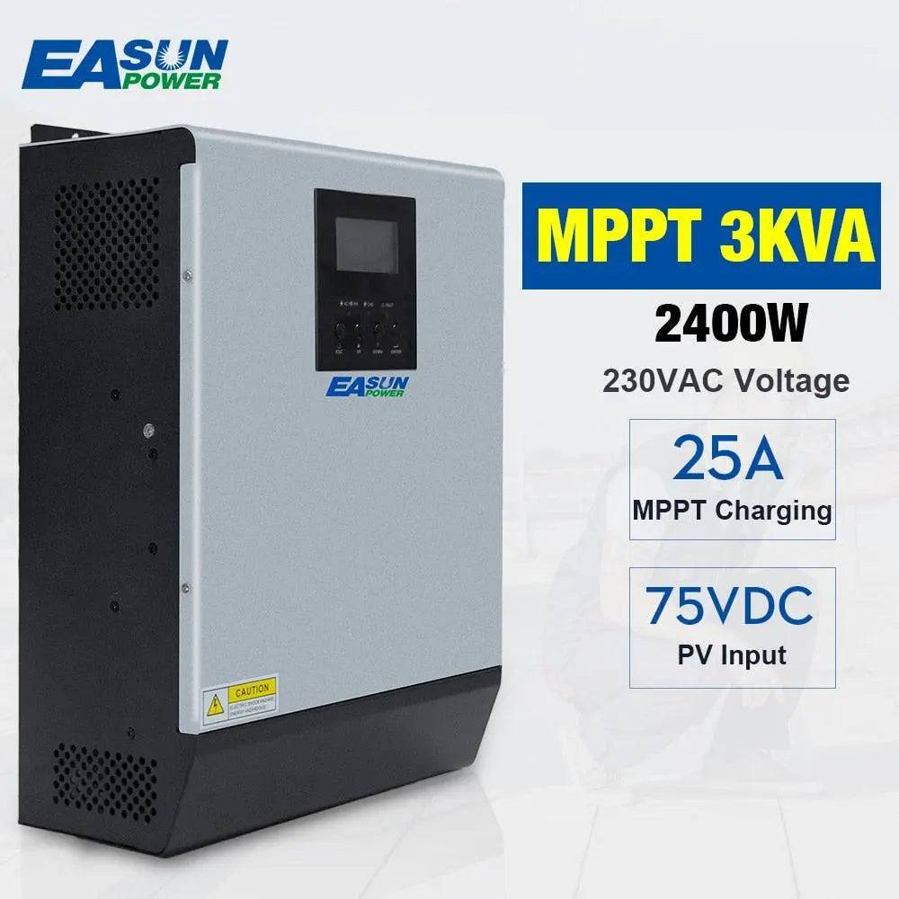 Solar Inverter 3KVA Pure Sine Wave Hybrid Inverter 24V 220V Built-in 25A MPPT PV Charge Controller and AC Charger for Home Use - 54Grid - Renewable Energy Store
