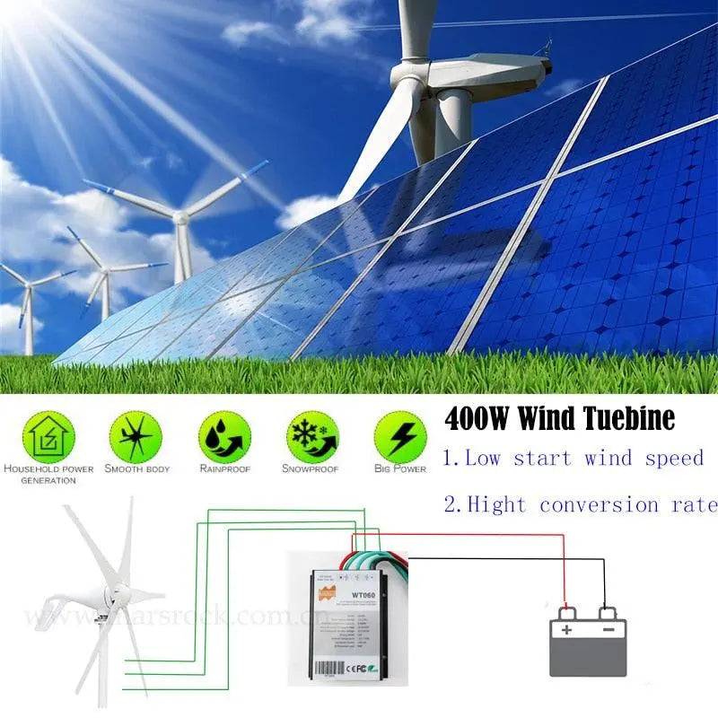 Wind Turbine Generator 400/600W small windmill 12/24V dc  charge controller - 54Grid - Renewable Energy Store
