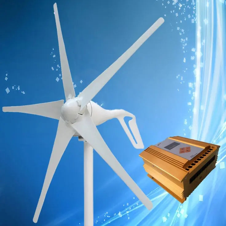 2021 New Type 400W Wind Power Generator 3/5PCS Blades Optional + MPPT Wind Solar Hybrid Charge Controller (LCD Display) - 54Grid - Renewable Energy Store