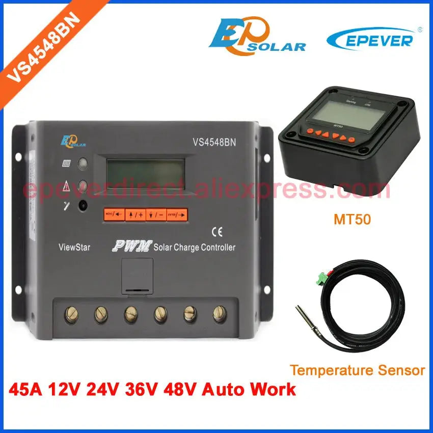 PWM charge controller solar regulator 45A 45amp VS4548BN 12v 24v 36v 48v with MT50 remote meter - 54Grid - Renewable Energy Store