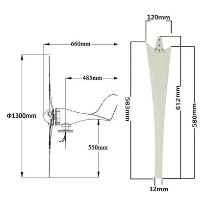 Wind Turbine Generator 6000W Windmill 12/24/48V 6 Blade - 54Grid - Renewable Energy Store