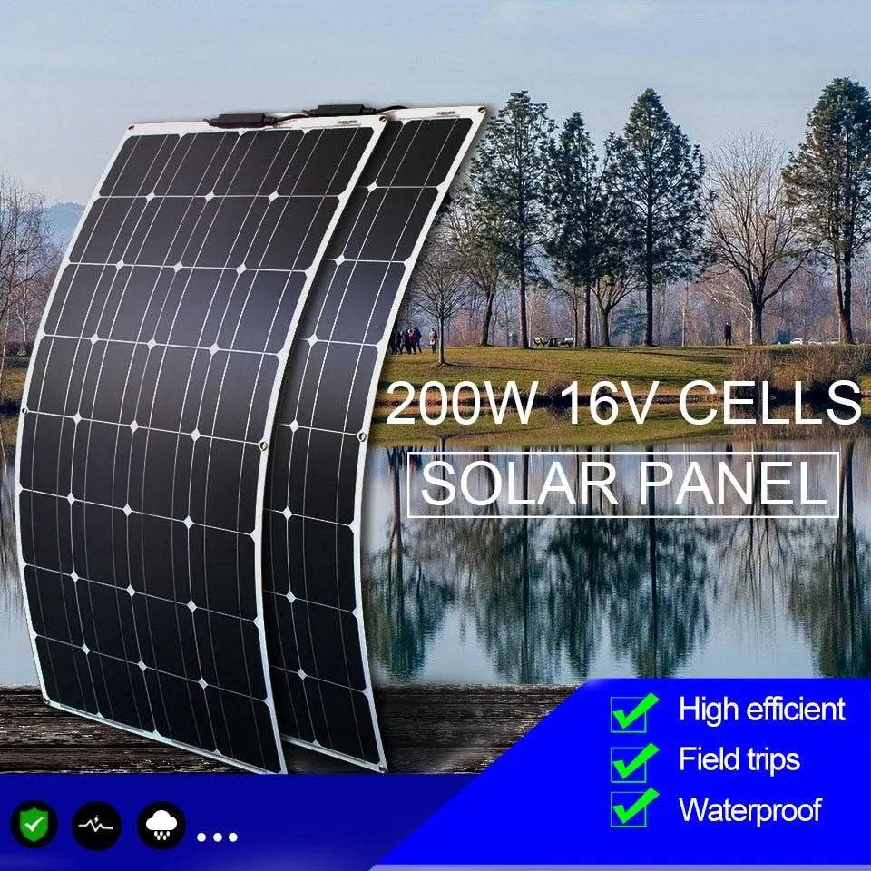 Solar Panel Waterproof 100 W 400w Flexible Set Kit 12v 16v  24v Battery Car Rv Home Outdoor Power Camping Charging - 54Grid - Renewable Energy Store