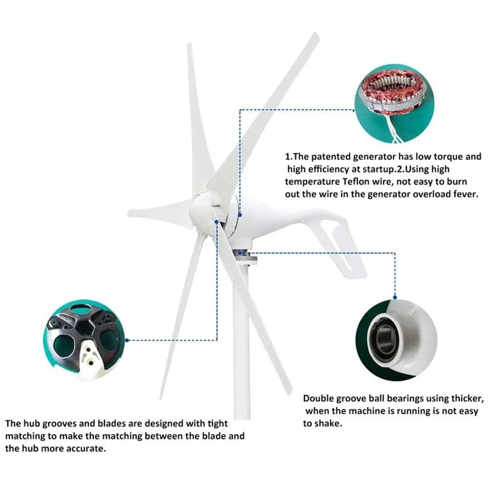 Wind Turbine Generator 3/5 Blades Optional 400/800W permanent Magnet 12V/24V - 54Grid - Renewable Energy Store