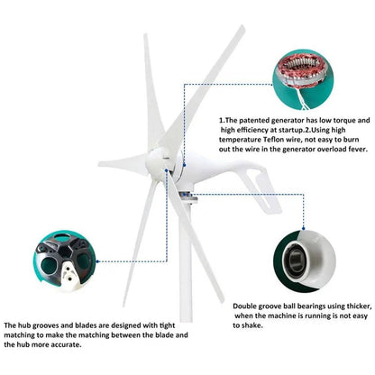 Wind Turbine Generator 3/5 Blades Optional 400/800W permanent Magnet 12V/24V - 54Grid - Renewable Energy Store