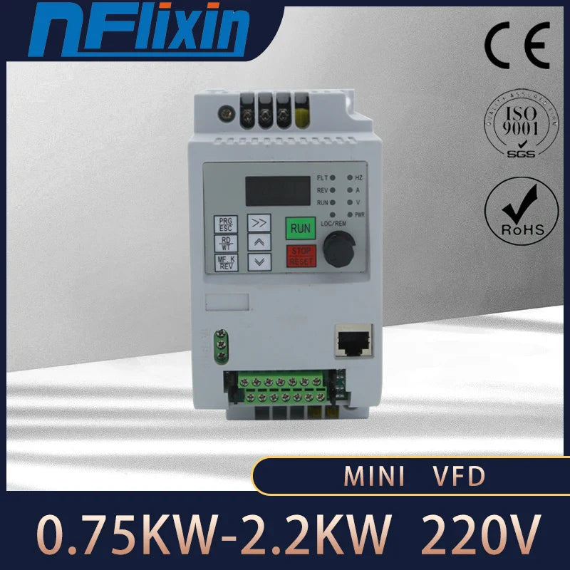 VFD 0.4KW inverter 220V AC Frequency Inverter 1 phase input 3 phase 220 V output by 54Grid - Renewable Energy Store