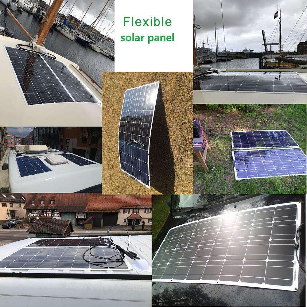 Solar Panel Black Monocrystalline Cell ETFE PET 300w 200w 100w Flexible 12V 24V Battery Charger 1000w Home Complete System Kit - 54Grid - Renewable Energy Store