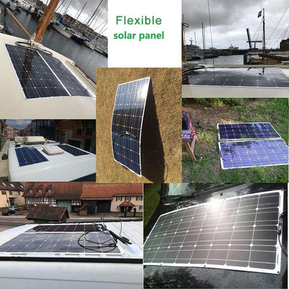 Solar Panel Black Monocrystalline Cell ETFE PET 300w 200w 100w Flexible 12V 24V Battery Charger 1000w Home Complete System Kit - 54Grid - Renewable Energy Store