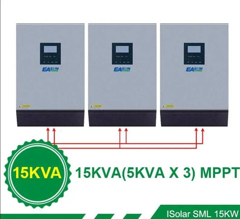 Solar Inverter 15KVA Pure Sine Wave 3-phase 380V 60A MPPT 3 x 5KVA  Off Grid Parallel Inverter 48V 220V 50/60HZ - 54Grid - Renewable Energy Store