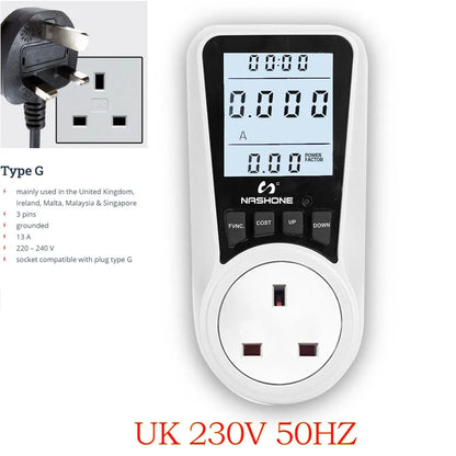 Digital Wattmeter 220V 110V AC Power Meter Electricy consumption Energy Meter EU Plug Power Kilowatt Wattage Electricity Meter - 54Grid - Renewable Energy Store
