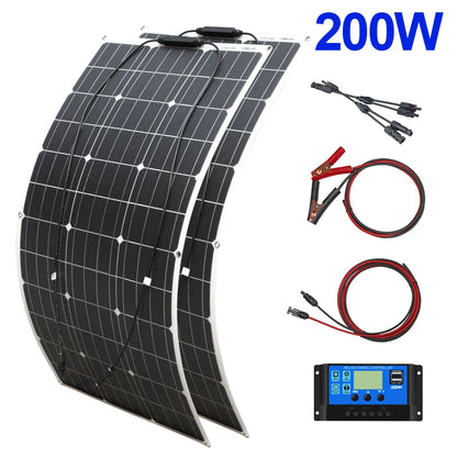 Solar Panel kit 100w 100 Watt 200W 300w 400w Complete Photovoltaic Panels cell 12V 24v Battery Home Car Boat Yacht - 54Grid - Renewable Energy Store