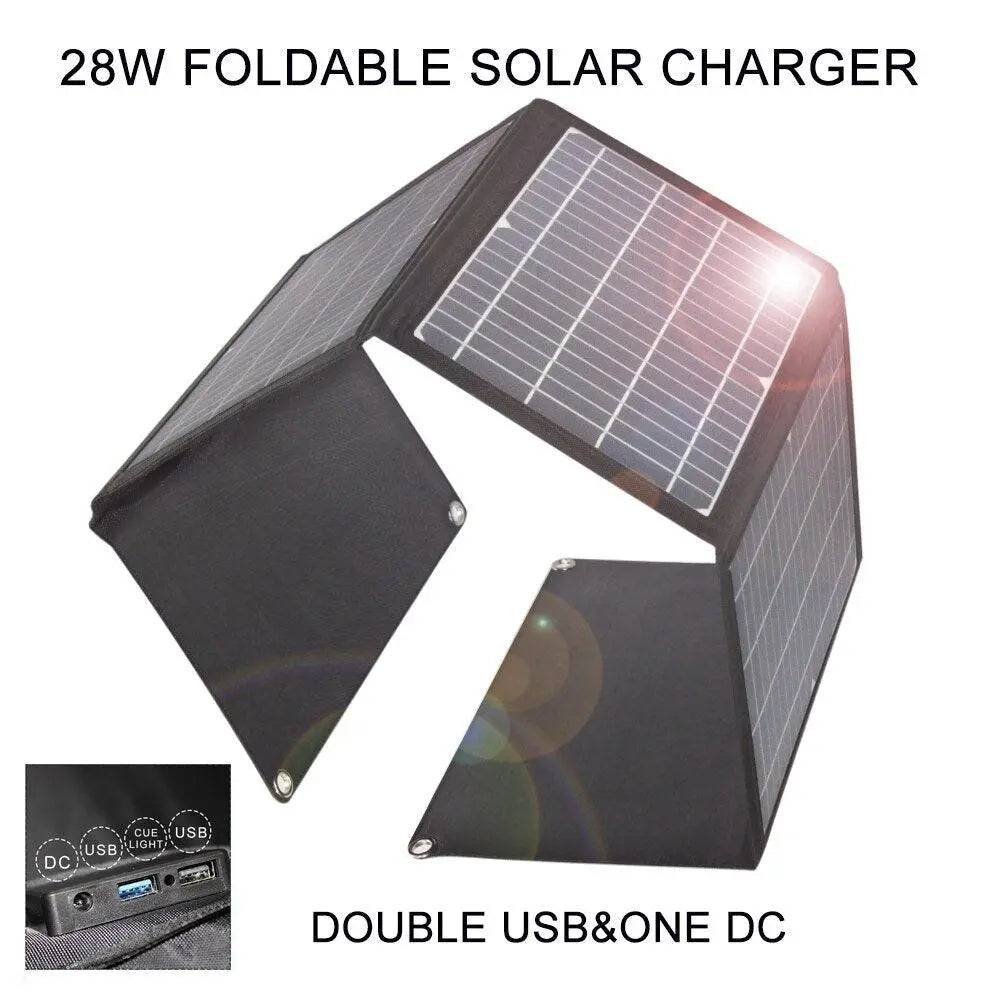 Solar Panel 60W Foldable Solar Charger Dual 5V USB 18V DC Output Waterproof Mobile Phone Camping Boats - 54Grid - Renewable Energy Store