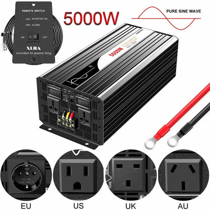 5000W (remote control) pure sine wave solar power inverter DC 12V 24V 48V to AC 110V  220V digital display - 54Grid - Renewable Energy Store