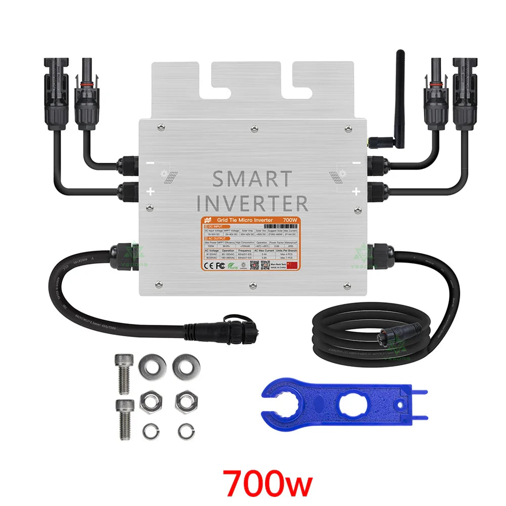 600W 700W Micro Solar Panel Smart Inverter Pure Sine Wave Home Inversor 30V 36V MPPT On Grid Tie Inversor Ip65 for 110V 220V AC - 54Grid - Renewable Energy Store