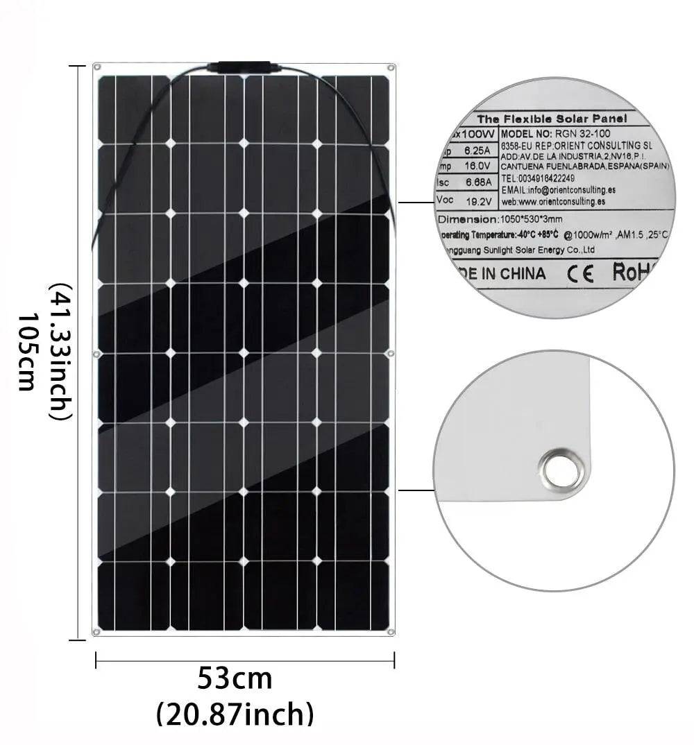 Solar Panel 200W Flexible 20A Solar 12V 24V  Controller Cables Module - 54Grid - Renewable Energy Store