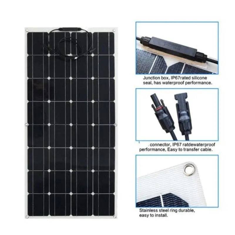 Solar Panel 200w 100w ETFE PET 100W Flexible Solar Panel For 12V Battery Charger Monocrystalline Cell - 54Grid - Renewable Energy Store