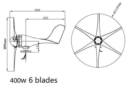 Wind Power Generation 400W For Home Use CE/ROSH/ISO9001 Approval - 54Grid - Renewable Energy Store