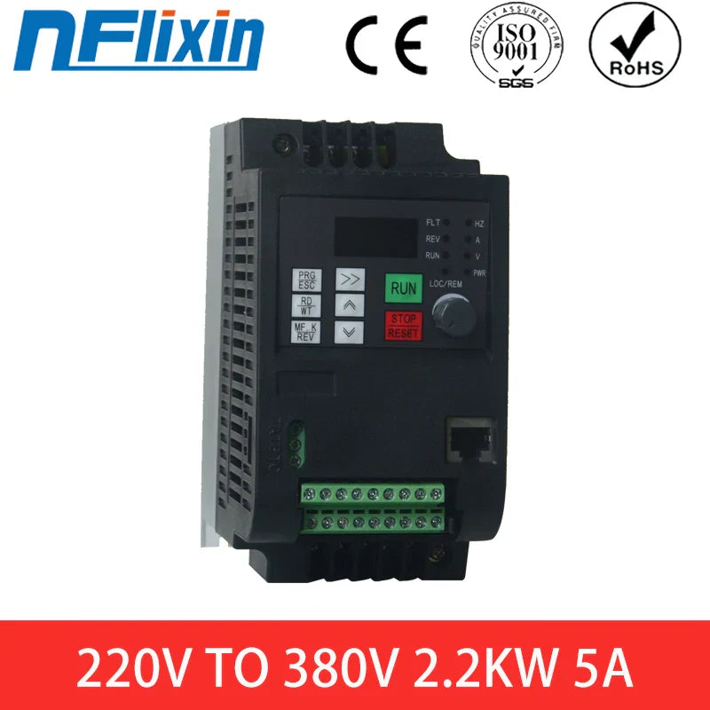 AC Drive VFD Inverter, 1 Phase 220V to 3 Phase 380V Conversion, Supports Motor Powers 5.5KW/7.5KW, 50hz or 60hz by 54Grid - Renewable Energy Store