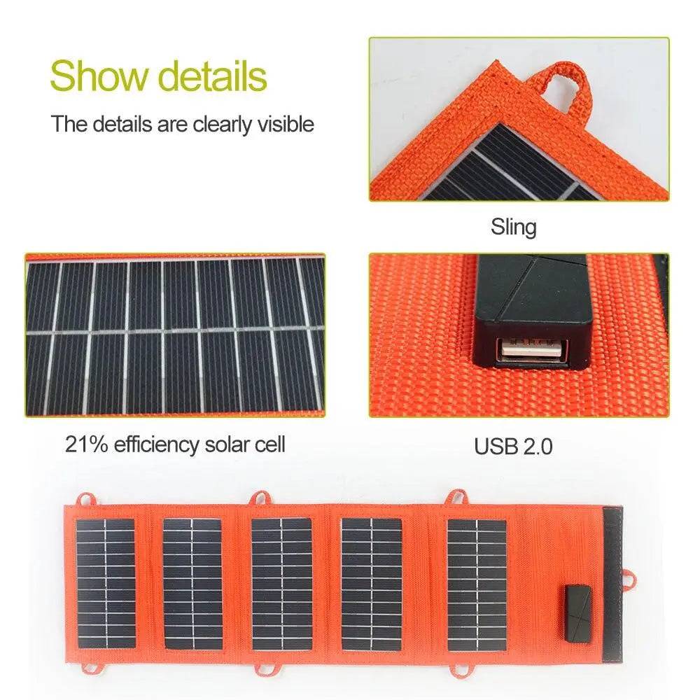 5W Portable Solar Panel Charger 5V 1A USB Out- No Batt for Outdoors Power Bank - 54Grid - Renewable Energy Store