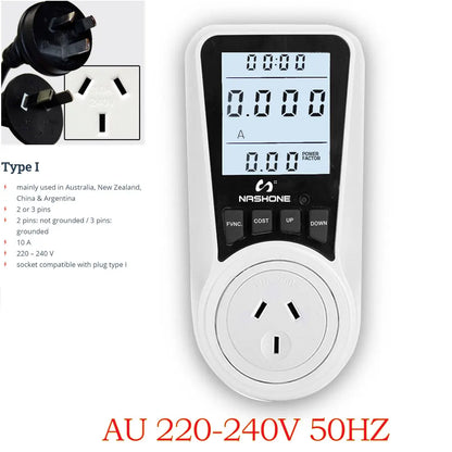 Digital Wattmeter 220V 110V AC Power Meter Electricy consumption Energy Meter EU Plug Power Kilowatt Wattage Electricity Meter - 54Grid - Renewable Energy Store