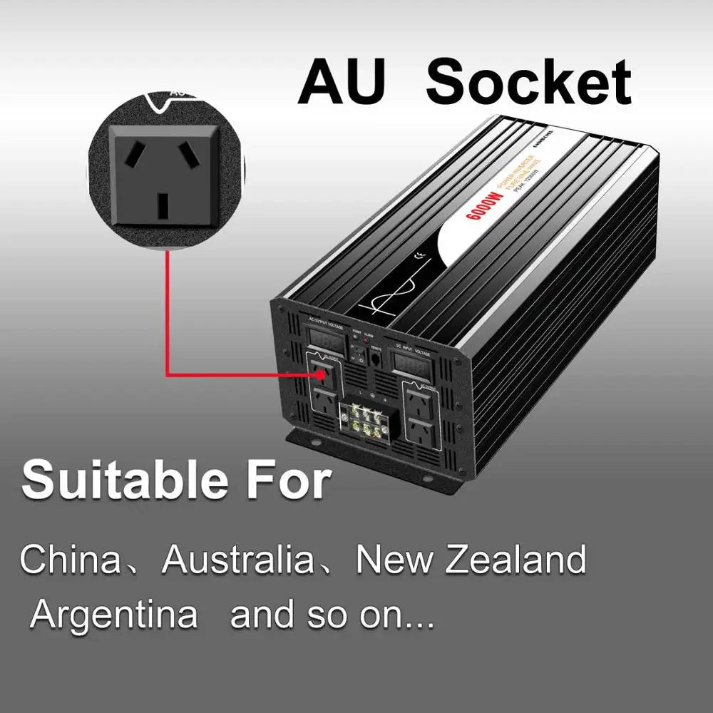 6000W pure sine wave inverter 12v 110v with remote control solar power inverter DC 24v 48v to AC 220v digital display - 54Grid - Renewable Energy Store