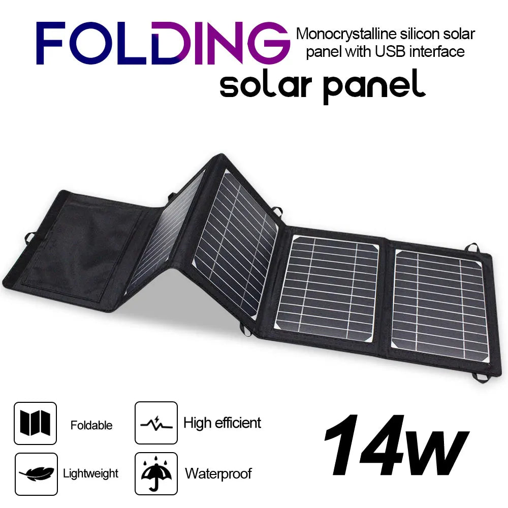 Solar Panel Charger Upgraded 28W 21W 14W Portable  Double USB 5V 18V DC Camping Foldable Solar Panel For Phone Charge Power Bank - 54Grid - Renewable Energy Store